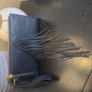 Hobo Black Fringe Wristlet Bag